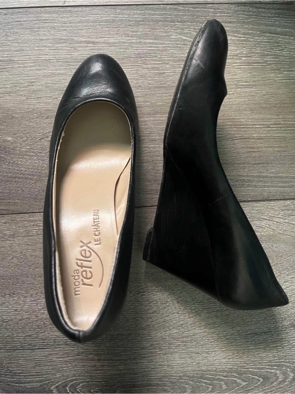 black wedge heels